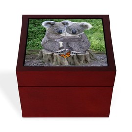 CafePress Baby Koala HUGGIES Memory Keepsake Jewelry Box, 5"x5"x3.75"