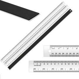 Trandraft 2 Pieces 36 Inch Metal Ruler Stainless Steel Metal Ruler with Rubber Backing Non-Slip Edge Rulers Yard Stick with Inch and Centimeters Drafting Office Prevent Ink Leakage Tools