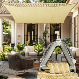 Royal Shade Heavy Duty 20' x 20' Beige Square Pro Ring Shade Sail, 260 GSM Commercial Grade UPF50 Sunshade, Reinforced Corners & Edges - 5 Years Warranty (We Make Custom Size)