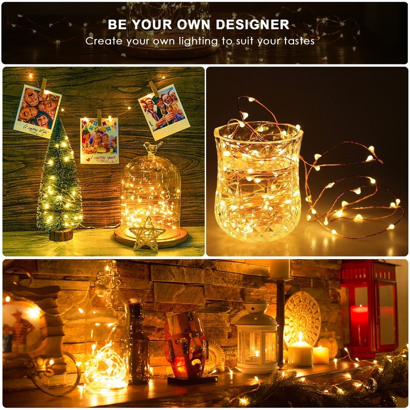 ANJAYLIA 2 Pack 33ft 100 LED Fairy Lights Battery Operated,