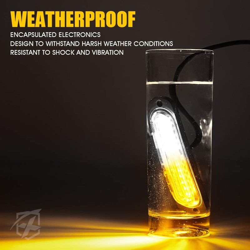Xprite LED Surface Mount Strobe Lights Kit, White Amber Grill