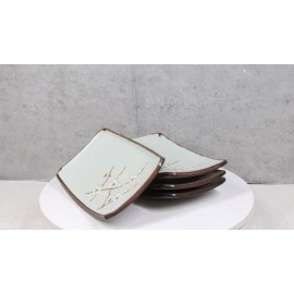 Set Of 4 Japan Made Sakura Cherry Blossoms Porcelain Rectangular Serving Plates