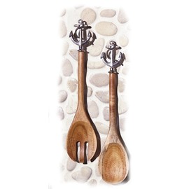 High Tide wooden Salad Servers Anchors