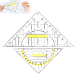 Set Square with Handle, Set Square Large and Small, 20 cm and 14 cm Set for Drawing, Cartographing, Modelling