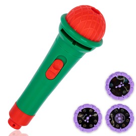 ArtCreativity Microphone Shaped Flashlight Projector for Kids - Christmas Magic Projector Microphone Toy with 24 Different Image Projections - Christmas Themed Toys for Toddler Stocking Stuffers 3+
