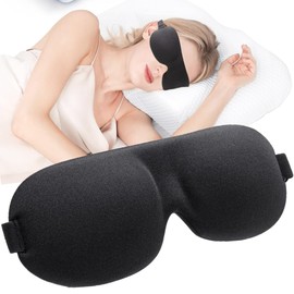 Sleep Mask for Side Sleeper,Light Blocking 3D Eye Mask for Sleeping, Light Blocking Travel Blindfold Night Blindfold for Men Women,Soft Breathable Sleep Eye Mask (Black-1 Pack)