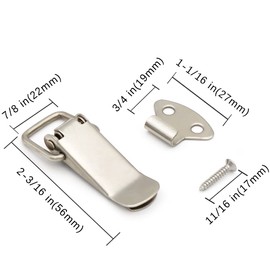 BERYLER Latch, Stainless Steel Spring Loaded Toggle Latch, Silver Catch Hasp Clamp Clip Lock with Stainless Steel Screws for Cabinet, Wooden Case, Box, Chest(8 Pack)