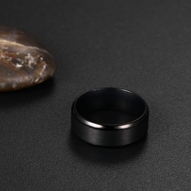 Flongo Men's Ring Wide Men's Ring 8 mm Stainless Steel Band Ring Black Valentine Love Couple Engagement Engagement Rings Wedding Polished Men's Accessories, Stainless Steel, No Gemstone