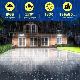 AIXPI Solar Lights Outdoor 240 LED 3000mAh Motion Sensor Flood Lights IP65 Waterproof Security Lights for Outside 270° Wide Angle Wall Lights White 2Pack