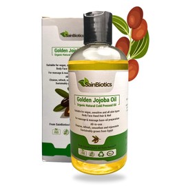 Sainbiotics™ 250ml Organic Golden Jojoba Oil| Natural Unrefined Cold Pressed Oil| Unscented| Suitable For Vegan| Suitable For All Skin Types| For Face, Body, Hand & Nail