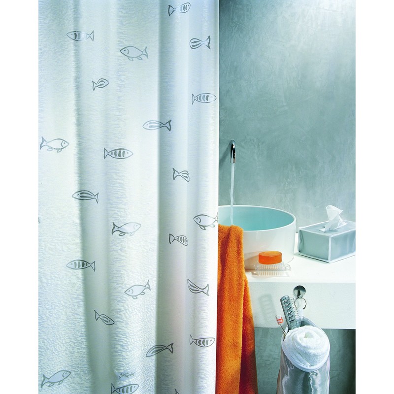 Spirella Kos Silver Metallic Effect Textile Polyester Shower Curtain, 180