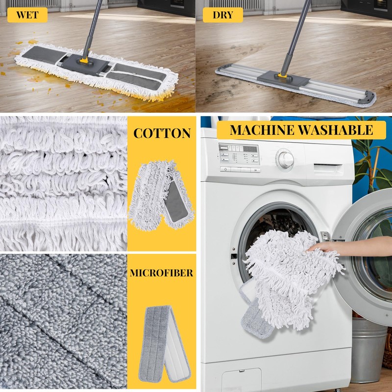 Masthome 32'' Commercial Dust Mop, 60'' Adjustable Flat Mop with