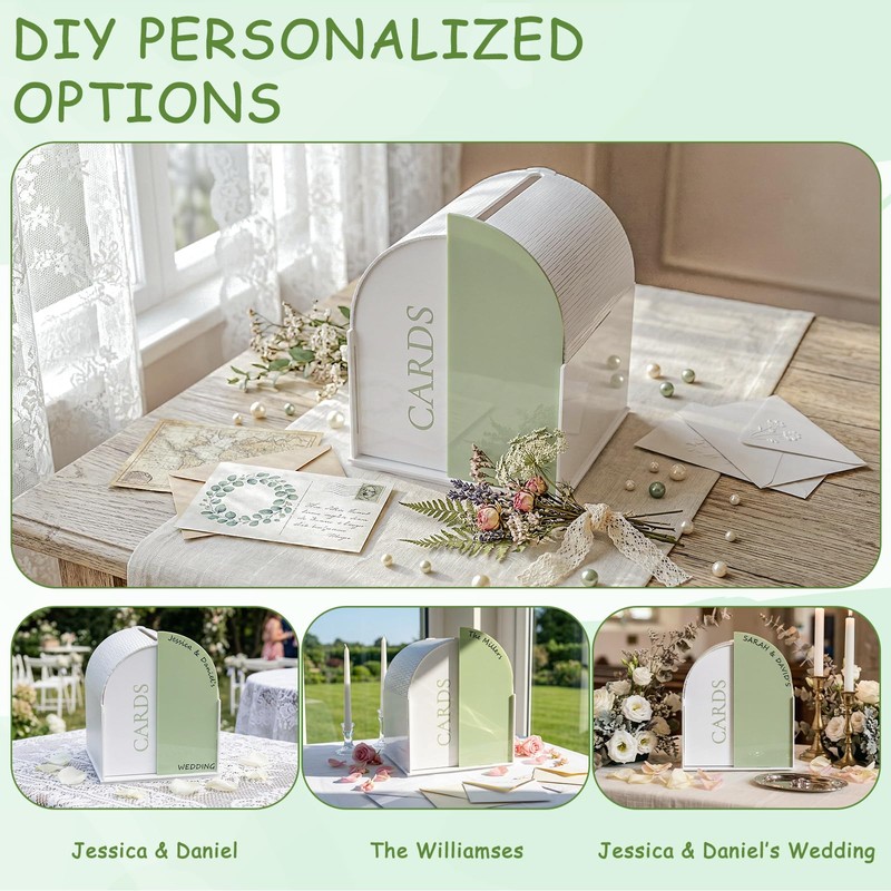 OurWarm White Arched Wedding Card Boxes for Reception, Acrylic Card