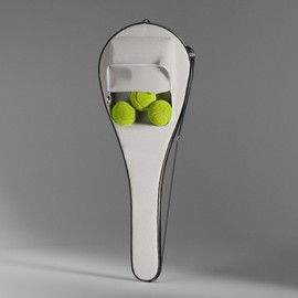 Gespann Tennis Racket Cover for One Tennis Racket or Two Badminton Rackets Single Tennis Racket Cover Bag (White-Pocket, L)