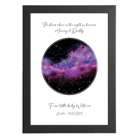 Gifts For New Mum And New Dad, Custom Circle Star Constellation Print Map For New Baby, Unique Gifts For New Baby Girl Or Baby Boy Present & Keepsake Baby Shower Baby Announcement Birthday Christmas