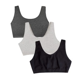 Fruit of the Loom Women's Built Up Tank Style Sports Bra, Black/Heather Grey/Charcoal