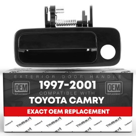 Manija de puerta exterior, lado delantero izquierdo del conductor, compatible con Toyota Camry 1997-2001, negro liso, plástico, OEM 69220-AA010, 6922033040, 6922033041, 69220YC030, 79426, TO1310114