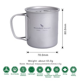 Boundless Voyage Outdoor 750 ml 800 ml 1100 ml 1300 ml Titanium Pot with Lid Folding Bail Handle Camping Hiking Picnic Ultralight Portable Water Bottle Cup Cup Spork Set (300 ml)