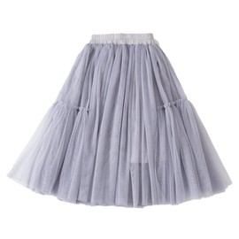Mud Kingdom Girls Long Skirt Tulle Puffy Elastic Waist A-Line Skirts for Little Girl Grey 6 Years