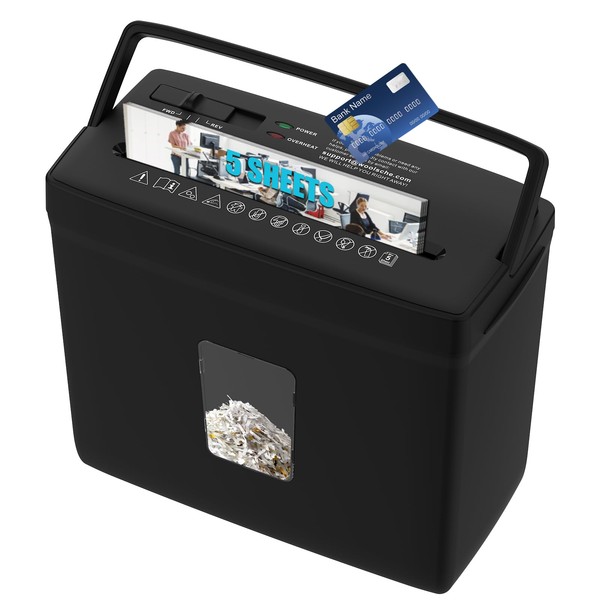 woolsche Woolsche Paper Shredder - 5-Sheet Cross Cut with 2.38-Gallon