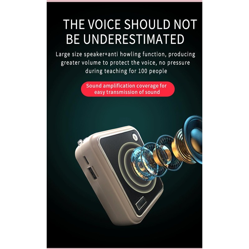 Portable Voice Amplifier,10W Bluetooth Rechargeable Personal Voice Amplifier with Wired