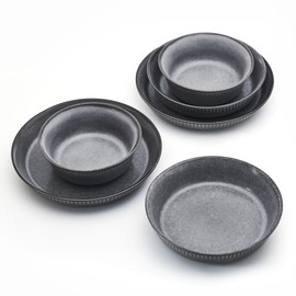 Pfaltzgraff Amara Slate 6 Piece Dinnerware Bowl Set, Service for 2, Gray