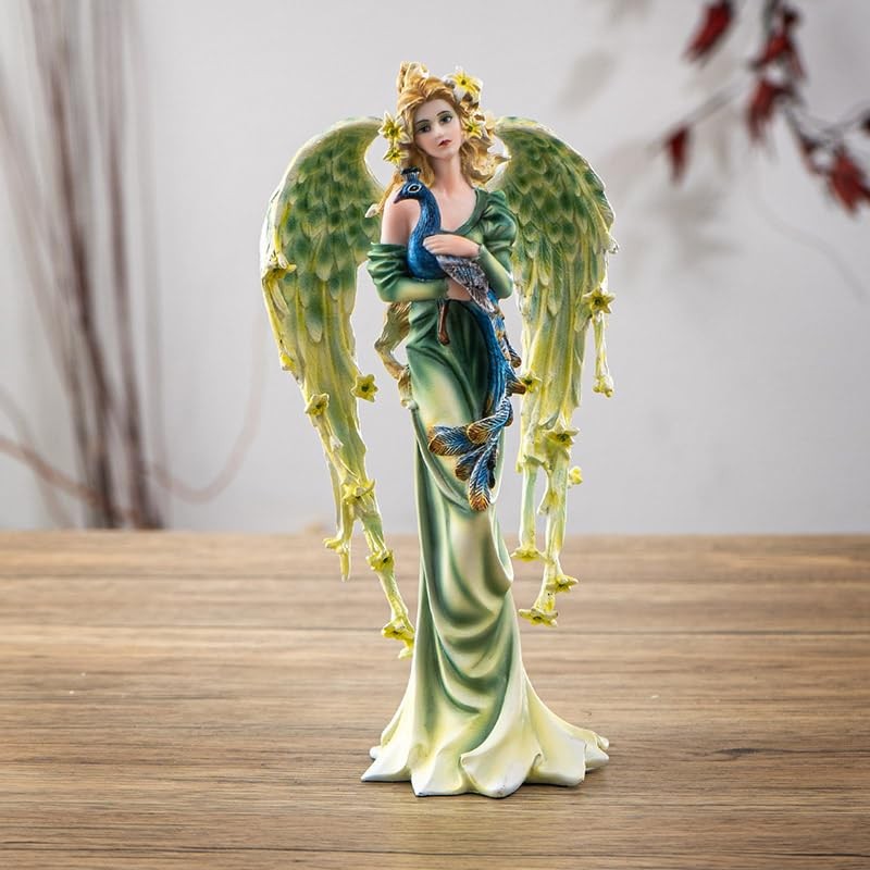 Pacific Giftware Fairy Angel Figurine Teao with Peacock, 23.5 cm,