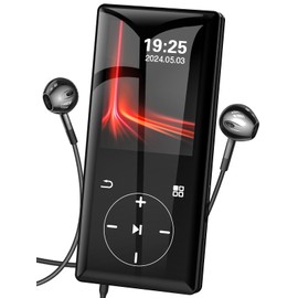 128GB MP3 Player with Bluetooth - Portable Mp3 Music Player with HiFi Speaker, 2.4" Screen MP3 Player with Voice Recorder, FM Radio, Touch Buttons,Support up to 256GB SD Card (Black)
