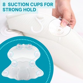 4D Bath Pillow with 8 Strong Non-Slip Suction Cups, Bath Back Pillows for Tub- Luxury Bath Pillows for Tub, Washable Bath Pillows, Tub Neck Pillow for Bath, Bathtub Accessories and Spa Gifts