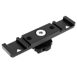Micro Traders Hot Shoe Adapter Camera Dual Cold Shoe Mount Bracket Aluminum Alloy Hot Shoe Extension Bar for Microphone Flash LED Lights Monitors 1/4" Thread Hole
