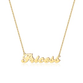 Hidepoo Princess Necklace - 18K Gold Plated Name Necklace Princess for Women Jewelry Princess for Women Jewelry Silver Name Necklaces for Women