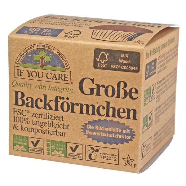If You Care Backförmchen Groß - für Muffins 100% ungebleicht; FSC Papier, 2er Pack (2 x 60 Stück)