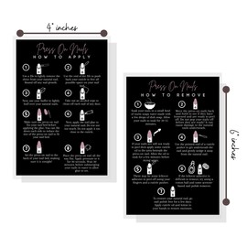 Lashicorn Press-on Nail Instruction Postcard, 30x 4x6'' inch, Black with Rosey Pink Text, Greeting Card