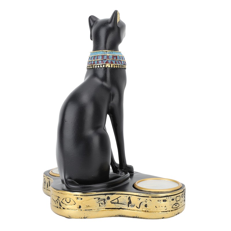 Egyptian Cat Candle Holder Decorative Resin Egyptian Cat Candlestick Exquisite