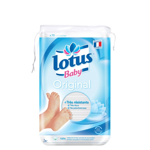 Lotus Baby Original Maxi Cotton Pads Square Double Sided 70 Pack (10 Packs)