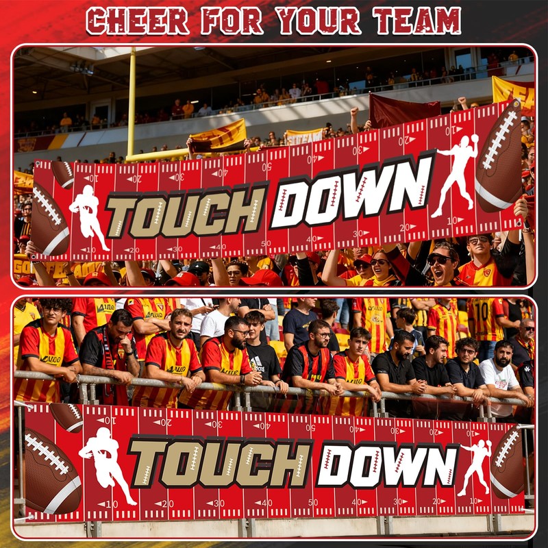AKAIXI Large 9.8×2 ft Red Yellow and Black Touchdown Banner
