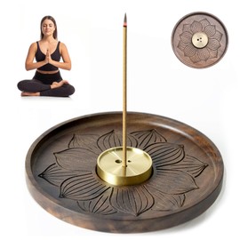 YanBous Black Walnut Wood Incense Holder - Handmade Zen Style Incense Holder for Relaxing Atmosphere, Ideal for Home Decoration, Aromatic Experience for Meditation and Yoga