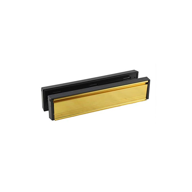 12" 300mm Gold Brassed UPVC Timber Sleeve Telescopic Letter Plate