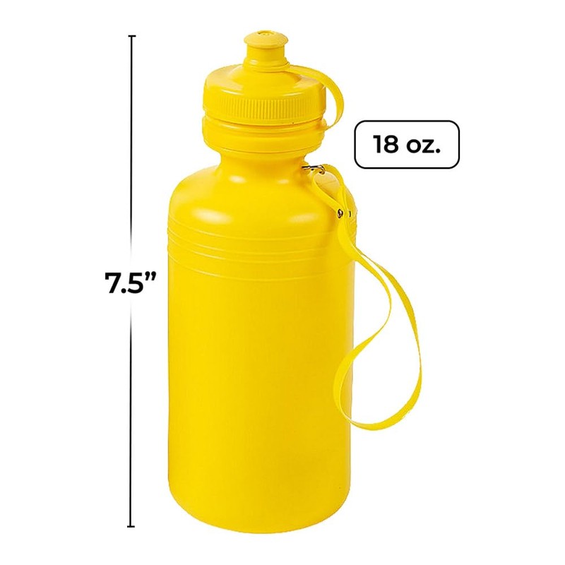 Fun Express Bulk Water Bottles, Neon Assorted Colors, 12 Bottles,