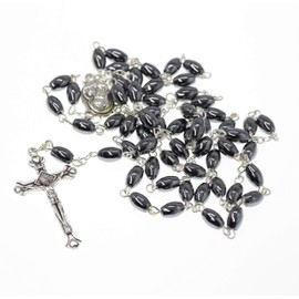 Onyx and Silver Rosary Holyland Rosary from Jerusalem 925 Sterling Silver Prayer Beads