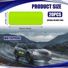 QZTYTY 20PCS Warning Reflective Stickers, Car Stickers and Decals, Night Visibility Reflective Decal Waterproof Self Adhesive Stickers, Universal Car Exterior Accessories for Car Truck Bike (Green)