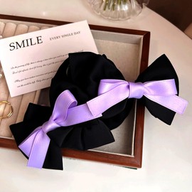 Bow Knot Hair Claw French Paisley Flower Hair Barrette Large Hair Clips Styling Accessories for Women(Purple)