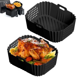NAROSEBE 2 STK Silikon Backform für Heißluftfritteuse Silikonform Heißluftfritteuse Korb Rechteckig Luftfritteuse Silikon Topf Antihaft Airfryer Korb Heissluftfritteuse Zubehör (21 * 16 * 8cm)