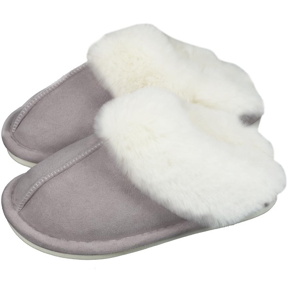 [FOGABER] NEXMOOV Slippers, Winter Slippers, Indoor, Fluffy, Room Shoes, Fluffy, Slippers, Warm, Fur, Anti-Slip, For Guests, gray