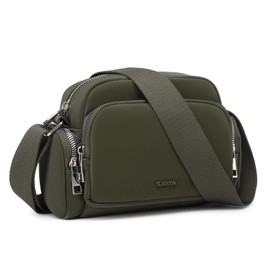 Gladdon Women's Shoulder Bag, Small Handbag, Lightweight and Waterproof Sports Bag for Girls, Multi Pockets with Wide Strap and Zip, Green