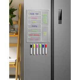 Gxdamxz Acrylic Weekly Planner Wipe Clean with 6 Whiteboard Pens, Magnetic Memo Board for Fridge, Magnetic Acrylic Board, 20 x 30 cm