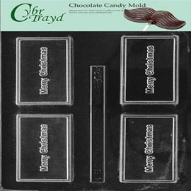 Cybrtrayd BC024 Merry Christmas Business Card Chocolate Candy Mold with Exclusive Cybrtrayd Copyrighted Chocolate Molding Instructions by CybrTrayd