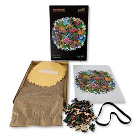 ANIWOOD Wooden Puzzle Adult Animals Die-Cut Lid, Life-Size Puzzle Box. 3 Difficulty Modes, Decorative Element. Unique Puzzle Pieces (Mandala Holidays, M)