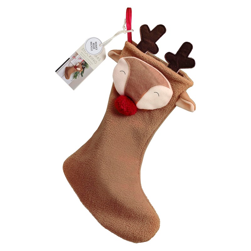 Ginger Ray Reindeer Christmas Stocking Hanging Fireplace Decoration