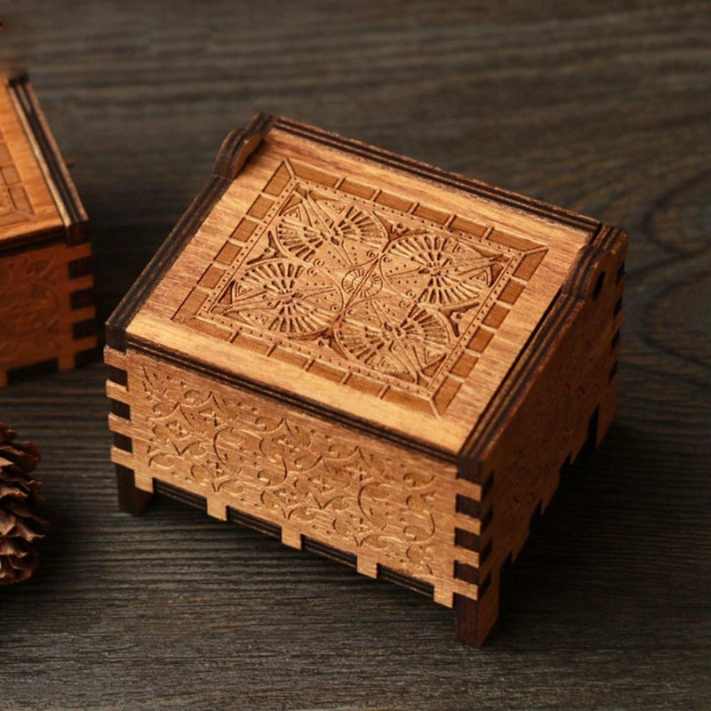 Moana Music Box 18 Note Windup Clockwork Mechanism Engraved Wood